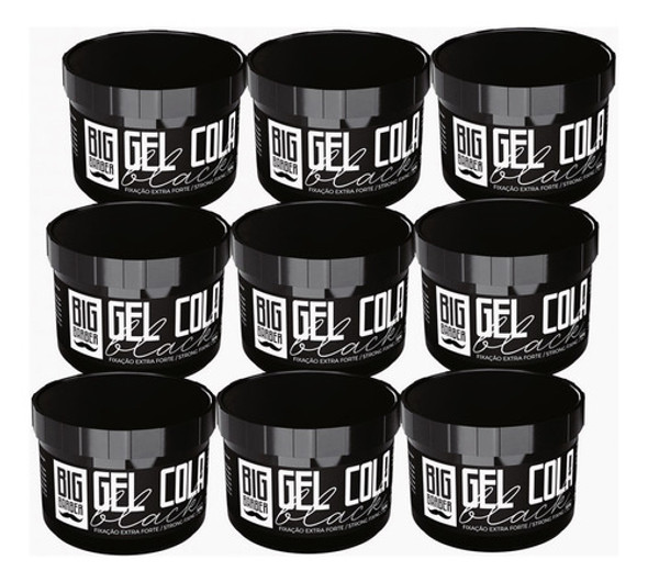 Gel Cola Black Big Barber 300g Fixador Extra Forte Kit 9 Und 0