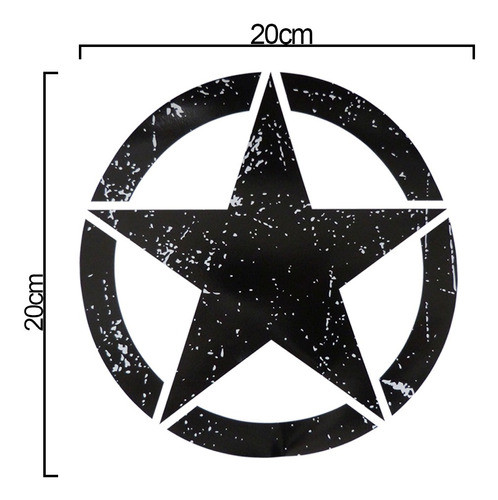 Par Adesivo Estrela Militar Corroída Preto 1