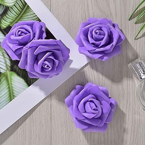 Rosas Artificiales Realistas 7cm Violeta X 100u 1