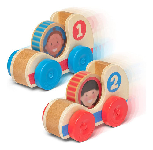 Melissa & Doug Go Tots Wooden Race Cars (2 Cars, 2 Disks) - 0
