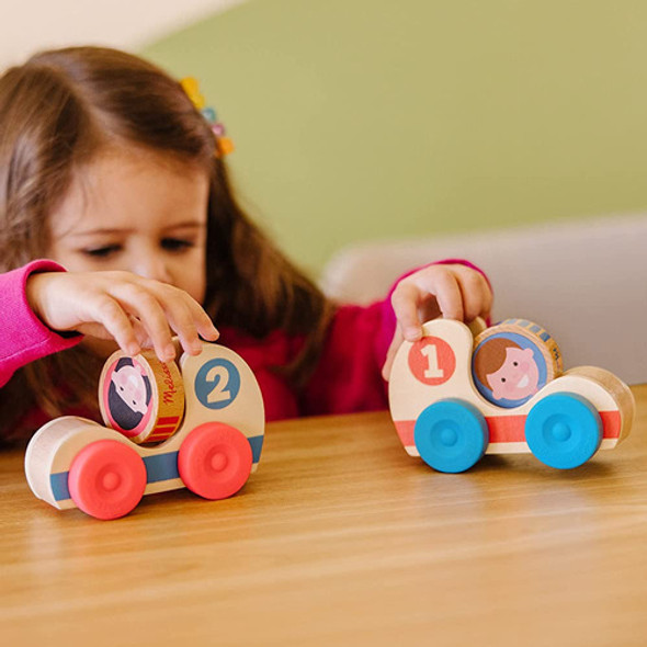 Melissa & Doug Go Tots Wooden Race Cars (2 Cars, 2 Disks) - 1
