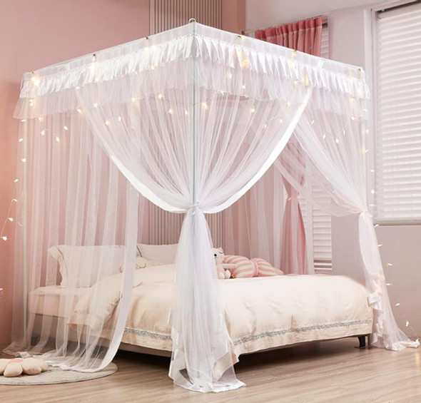 Cortinas Dosel Cama Diseño Princesa 4 Aberturas Blanco 0