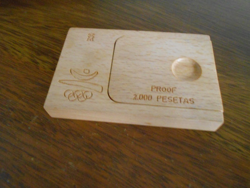 Estuche De Madera Vacio P/moneda Juegos Olimpicos Barcelona 0