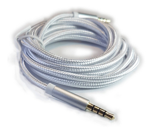 Cable Miniplug 3,5 4 Polos Macho-macho 2 Mts Blanco Mallado 0
