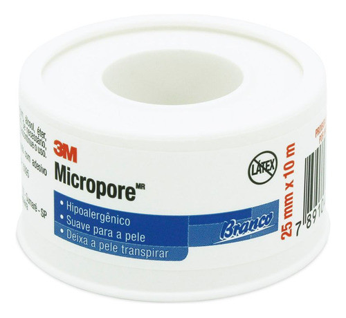 Fita Micropore 3m 25x10 Branca Kit 6un 1