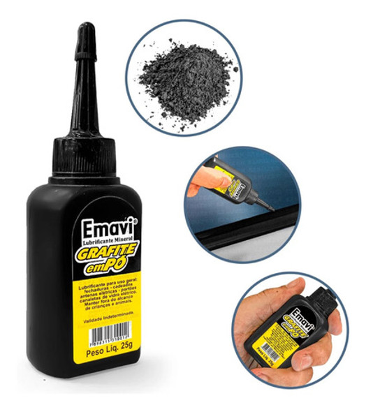 Grafite Em Pó Para Vidros Maçanetas Cadeados Emavi 25g 1