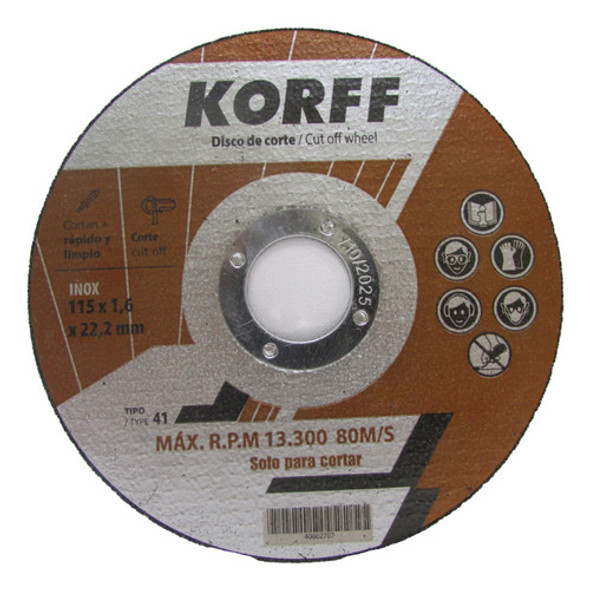 Disco Amoladora Corte Metal Acero Inox 4 1/2'' 115mm X 1.6mm 0