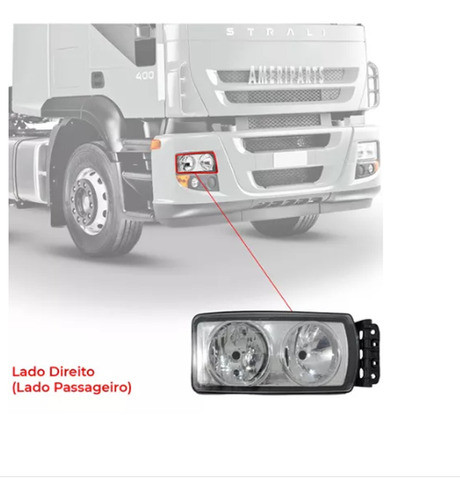 Farol + Lampada H7 Iveco Stralis Tector Cursor Trakker Ld 1