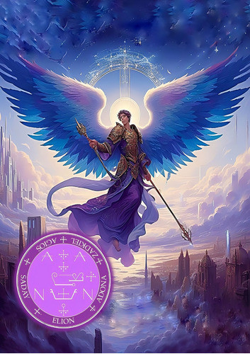 Obra De Arte Digital Arcángel Zadkiel 70x50cm Pieza Única 0
