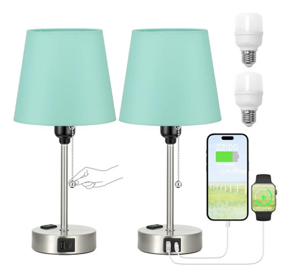 Lámparas De Noche Verdes Para Dormitorios Juego De 2 Mesitas 0