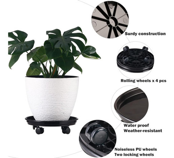 8 Paquetes De Carritos De Plantas Grandes Con Ruedas De Pu 1 1