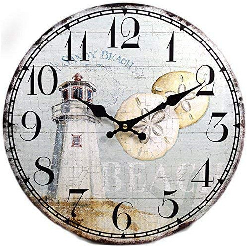 Reloj De Pared De Madera Con Faro Decorativo De 13.0 in Pa. 0