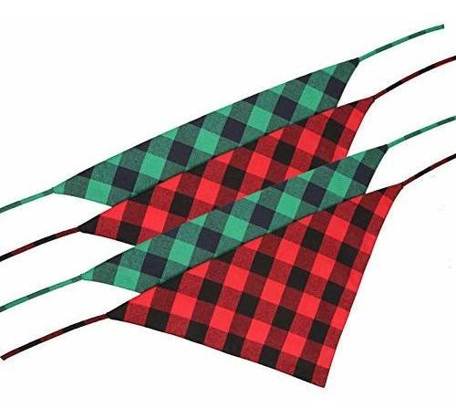 Lamphyface 4 Piezas Perro Bandana Navidad Plaid Mascota Trir 1