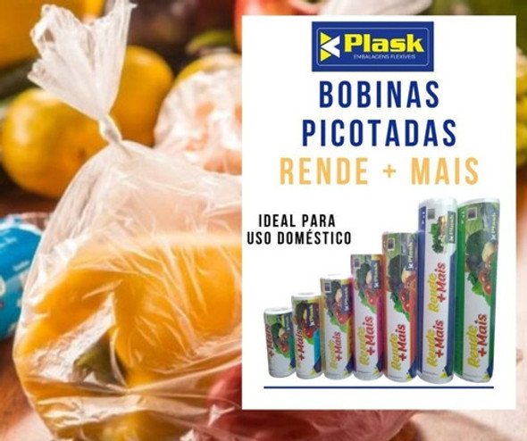 Bobina Picotada | Sacos Plásticos Rende+mais | 25x35 400un 0 Bobina Picotada | Sacos Plásticos Rende+mais | 25x35 400un 0