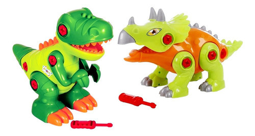 02 Bonecos Didáticos Dinossauro Infantil De Montar - Maral 0