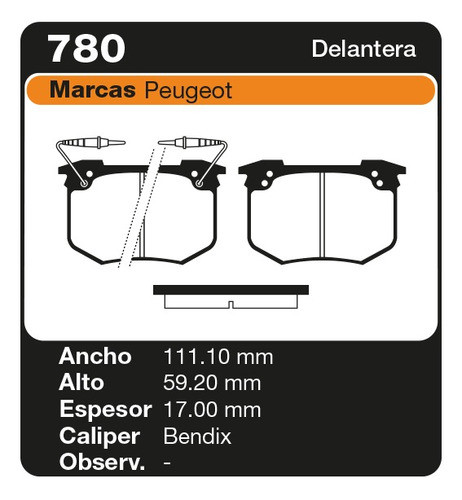 Pastillas De Freno Delanteras Peugeot 504 - Pf 780 1