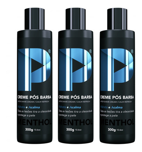 Creme Pós Barba Play Barber 300g Menthol Facial Caixa 3 Unid 0