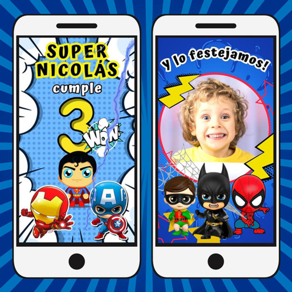 Video Invitación Animada Baby Superheroes (con Foto) 1