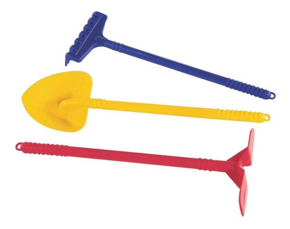 Set Calesita Jardinería Pala + Rastrillo + Azada Para Niños 0
