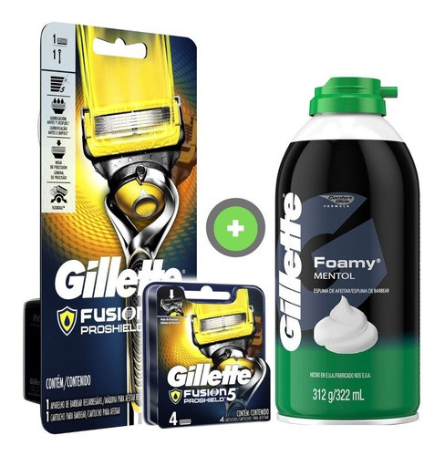 Combo Gillette Fusion 5 Proshield + Espuma Mentol 322ml 0