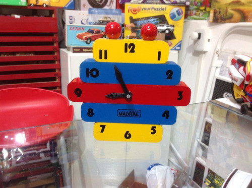 Reloj De Madera Juguete Encastre Madital Vintage La Plata 1