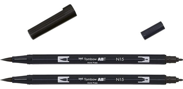Tombow Abt-n15-p2  Abt  Dual Brush Pen - Negro (pack De 2) 0