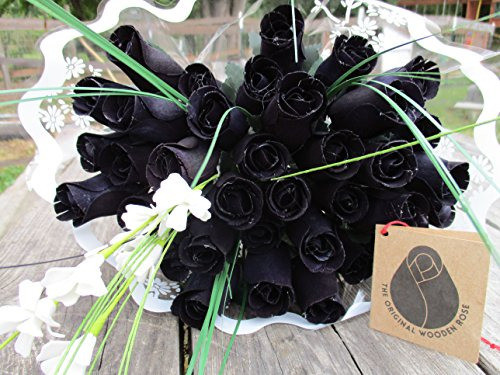 Rosas Artificiales De Madera Ramo 3docenas Negro 1