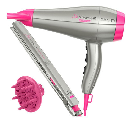 Kit Secador De Cabelo Com Difusor E Prancha New Tourmaline 0