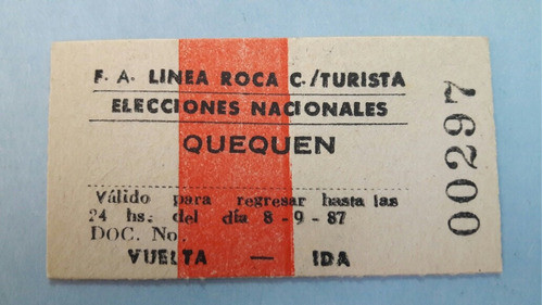 2 Boletos De Tren Por Elecciones Nacionales Neuquen Y Zapala 0