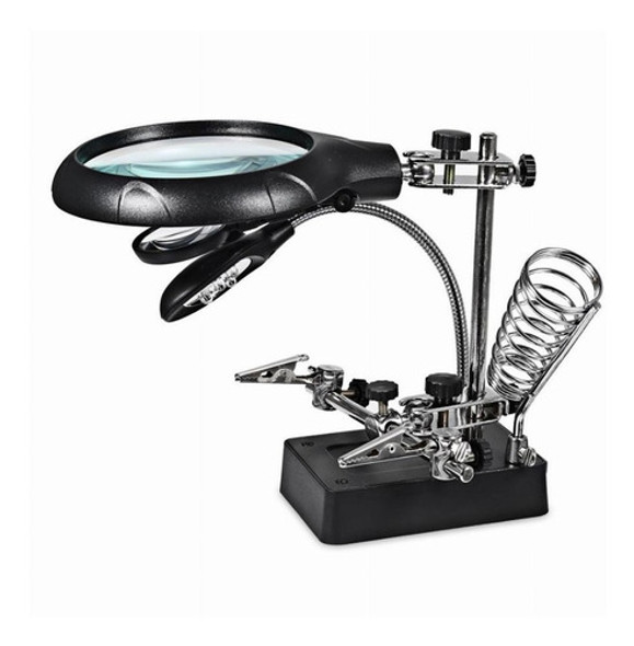 Lupa Con Pinzas Soporte Para Soldador Luz Led Electroimporta 0