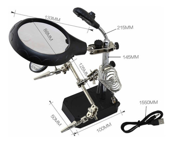 Lupa Con Pinzas Soporte Para Soldador Luz Led Electroimporta 1