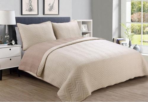 Cubrecama Quilt Lisa Reversible  King  Algodón Suave Al Tact 1