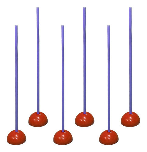6 Bastones Liso Caño Bases Rellenable Dribling Slalom 1mt 0