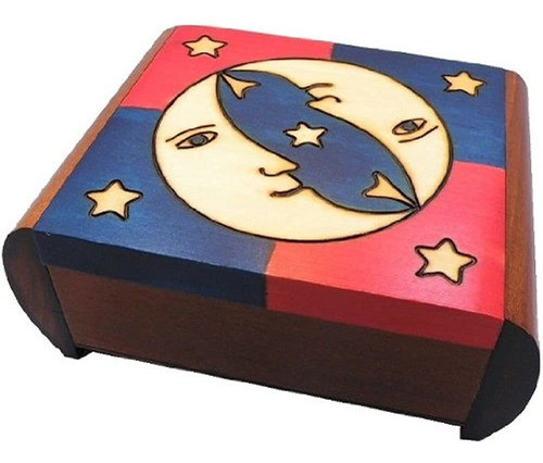 Moon Y Stars Caja De Rompecabezas Secreta Caja De Madera Pul 1