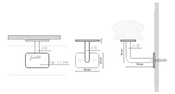 Soporte Metálico Pasamano De Madera Baranda 1