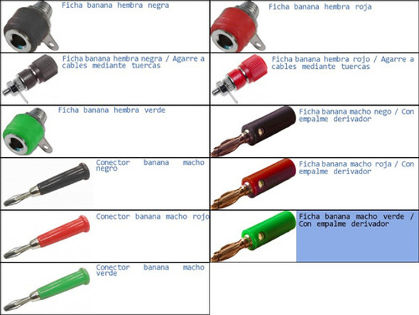 Pack 20x Ficha Banana Macho Verde Con Empalme Derivador 1 Pack 20x Ficha Banana Macho Verde Con Empalme Derivador 1