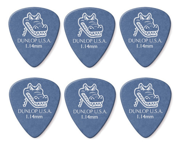 Palheta Dunlop Gator Grip 1,14mm Delrin Azul 6 Unidades 0