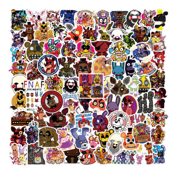 Paquete De 100 Calcomanas Fnaf, Calcomanas Impermeables De V 0