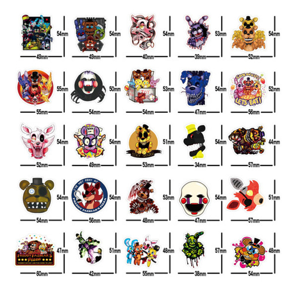 Paquete De 100 Calcomanas Fnaf, Calcomanas Impermeables De V 1