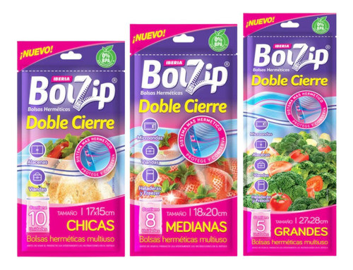 Kit Bolzip Bolsas  Doble Cierre Chicas + Medianas + Grandes 0
