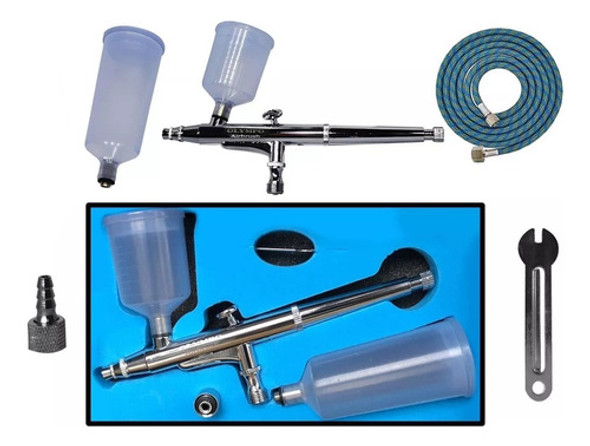 Aerografo Olympo Aguja 0.5mm  Copas Intercambiables Doble Accion . Por Gravedad + Manguera + Clase 0