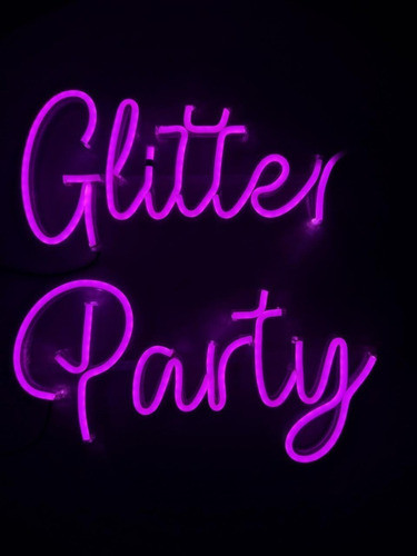 Glitter Party Cartel Neon Led Personalizado 0