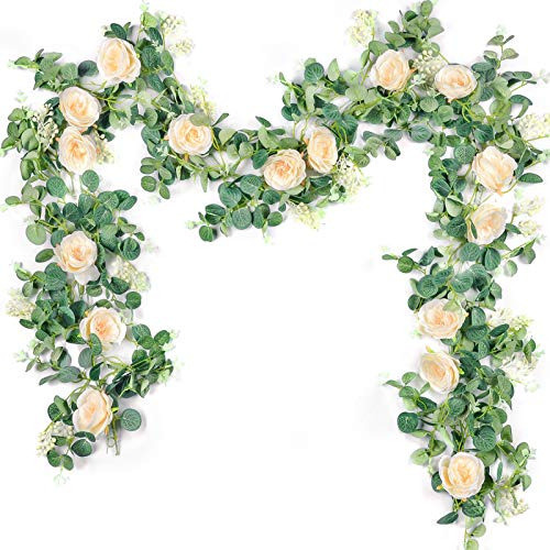 Der Rose - Paquete De 2 Guirnaldas De Flores De Eucalipto Ar 0