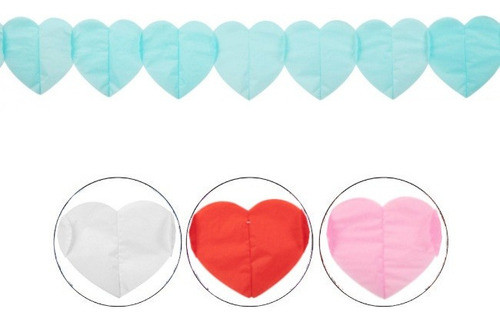 Pack X 4 Guirnaldas De Corazon Celeste De Papel De 3 Metros 0