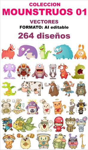 Mounstruos 01! Pack Vectores!! Exclusivos!! Estampas, Diseño 1