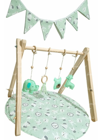 Gimnasio Para Bebés De Madera Montessori + Play Matt 1