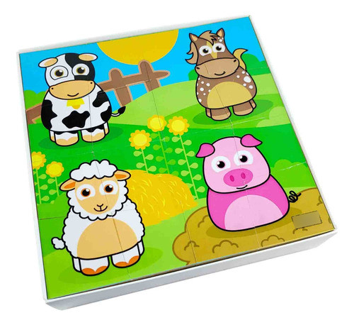 Puzzle Rompecabeza 4 En 1 Madera E Iman 36m+ 16 Pzs Granja 0