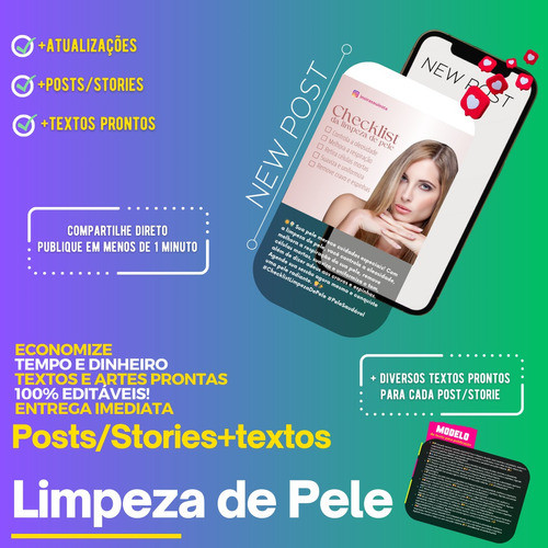Pack 40 Artes Limpeza De Pele 300 Textos Editáveis No Canva 1