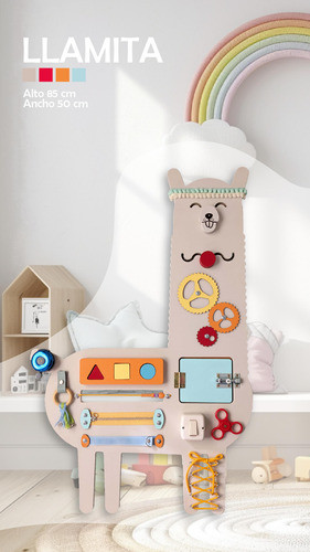 Panel Montessori Didactico, Sensorial Y Estimulacion Llamita 1