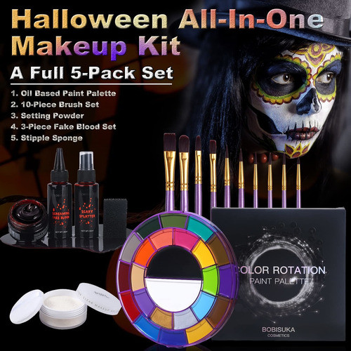 Bobisuka Kit De Maquillaje De Halloween, Paleta De Aceite D 1